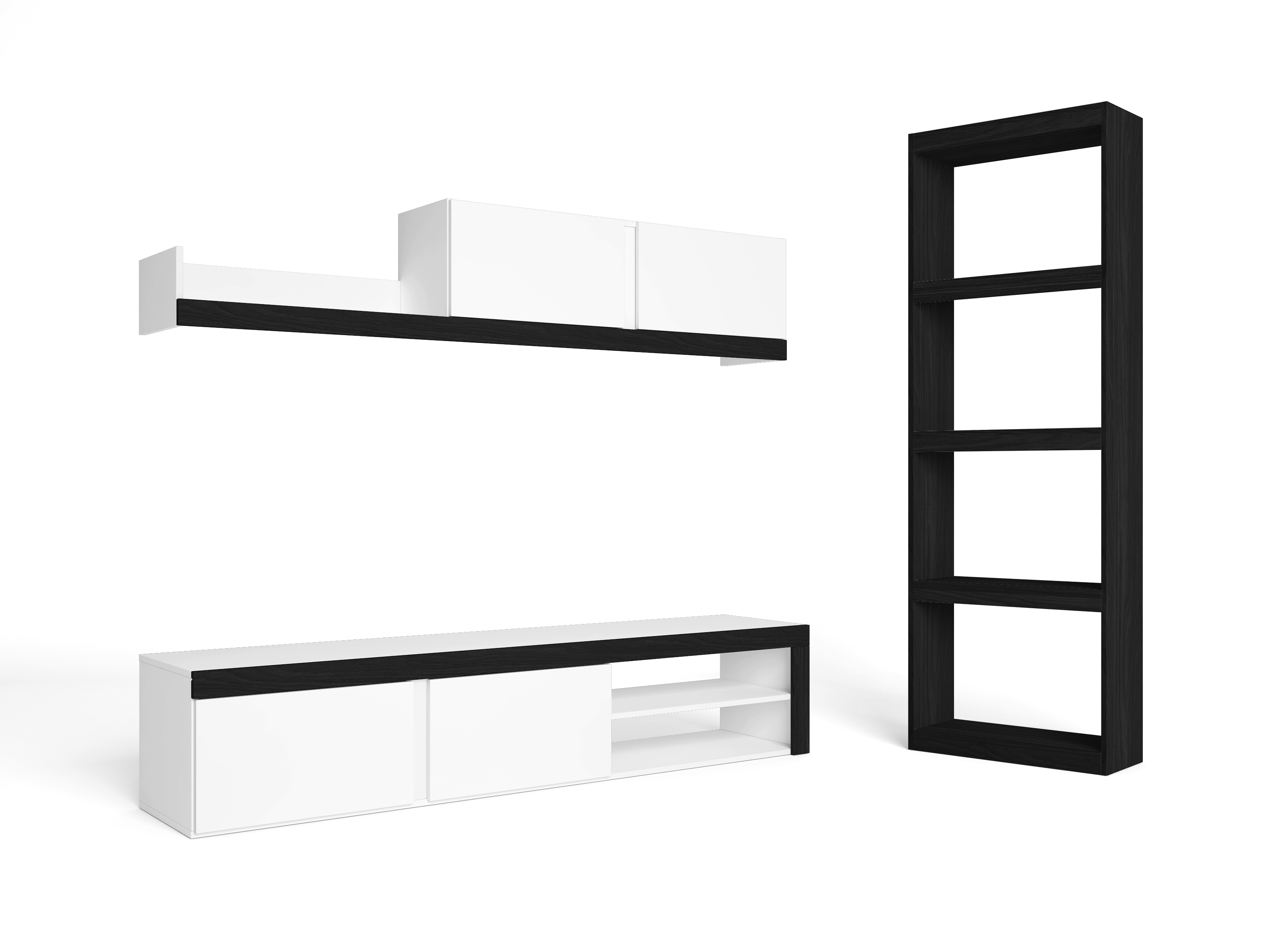 Mueble de Salón IDEM con patas - Blanco/Negro