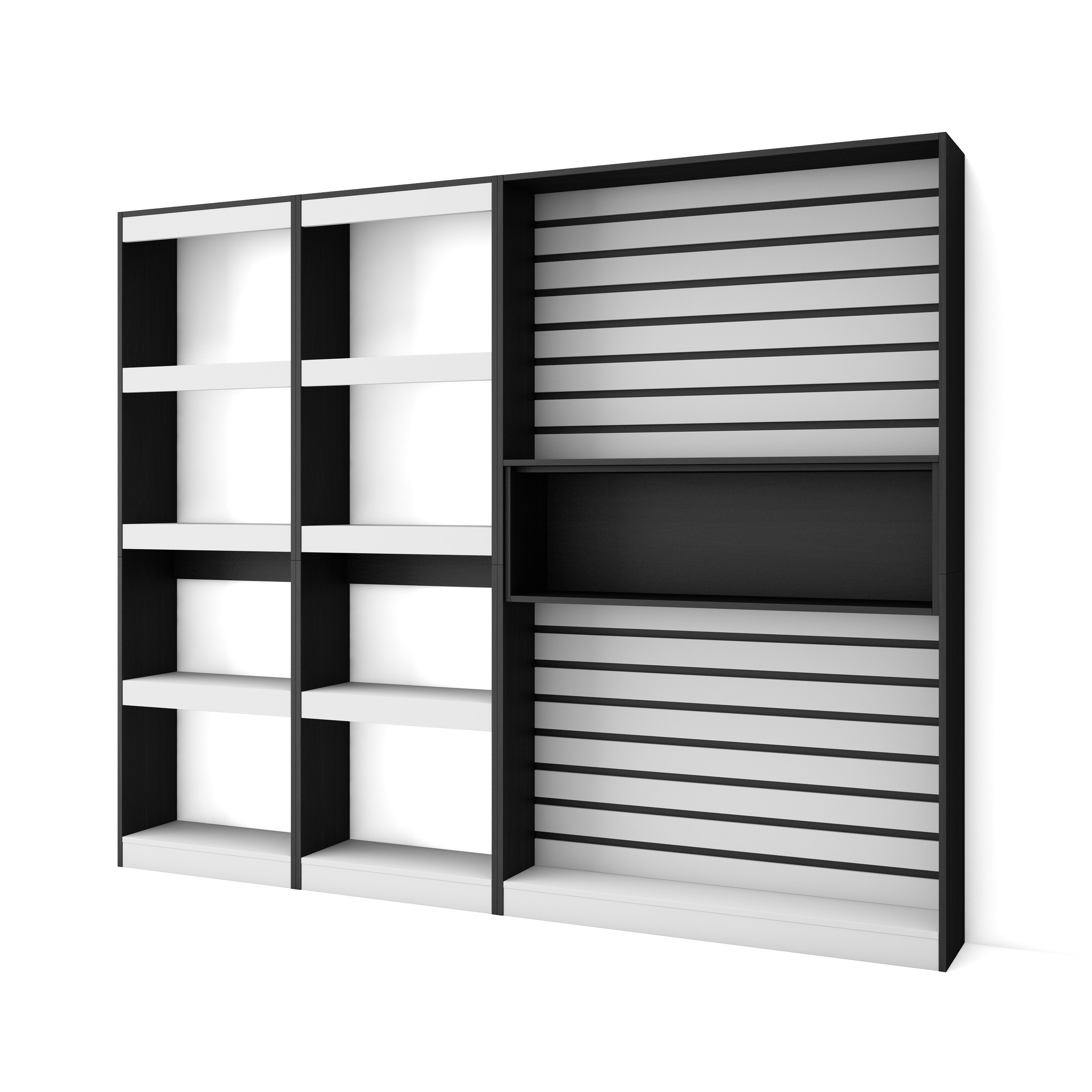 Librería estantería, 230x186x25cm, Blanco y negro