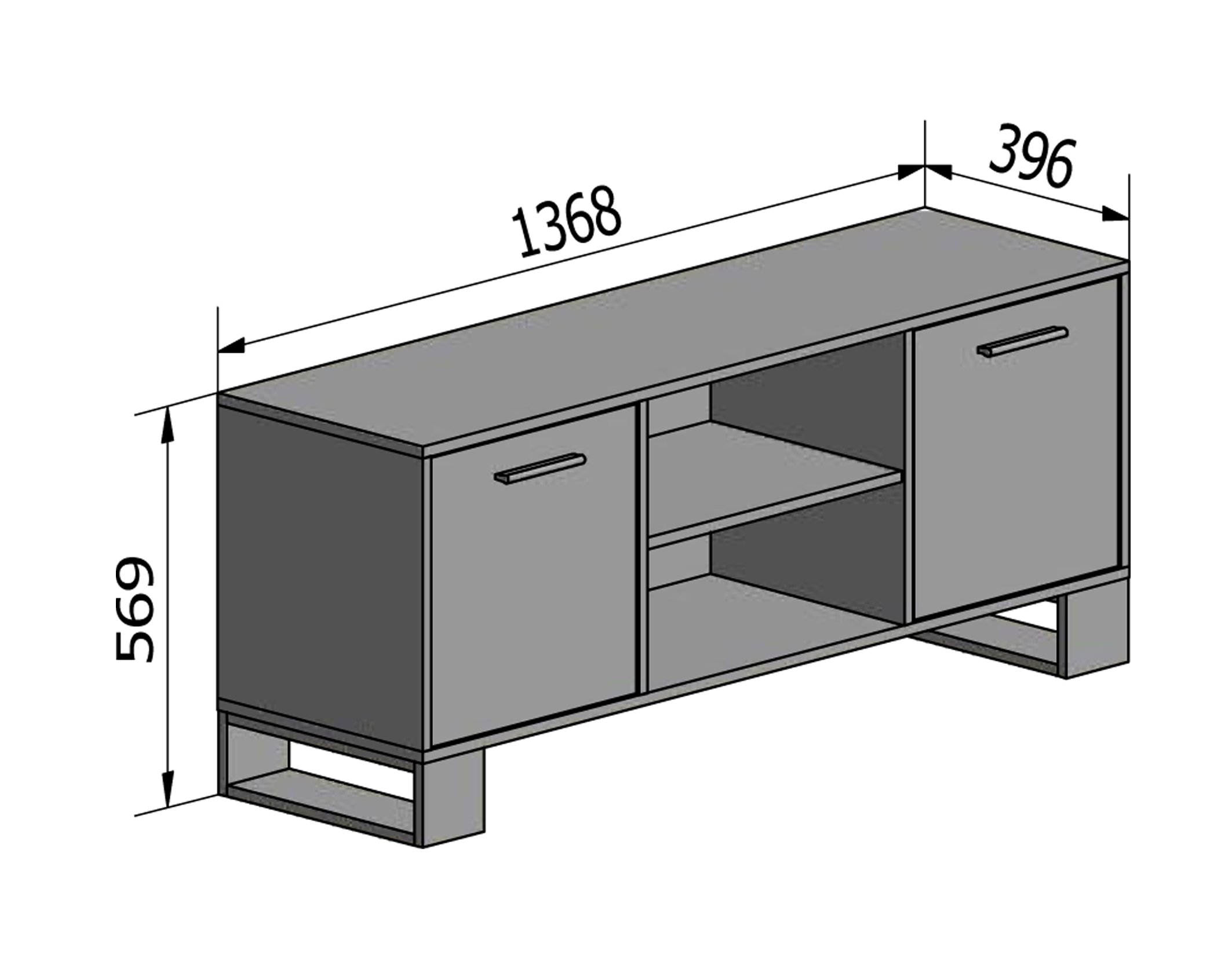 Mueble TV 140 con 2 puertas, salón comedor, Modelo WIND, color
