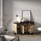 Aparadores para salón, Roble, Chimenea eléctrica, Diseño industrial