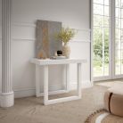 Mesa Consola extensible 160cm, Blanco, Patas madera maciza