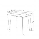 Mesa Consola extensible 302cm, Blanco y cemento, Patas de madera