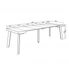 Mesa Consola extensible 262cm, Blanco y cemento, Patas de madera