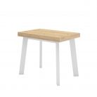 Mesa Consola extensible 140cm, Roble y blanco, Patas de madera