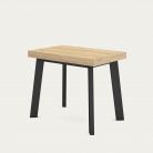 Mesa Consola extensible 222cm, Roble y negro, Patas de madera