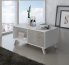 Mesa de centro Modelo WIND, color Blanco Mate/Cemento, 92x50x45cm