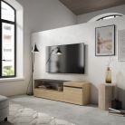 Mueble TV, 150x45x35cm, Roble y negro