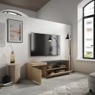 Mueble TV, 150x45x35cm, Roble y negro