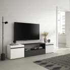 Mueble TV, 200x45x35cm, Blanco y negro