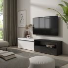 Mueble TV, 200x45x35cm, Blanco y negro