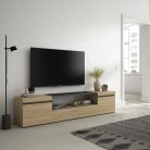 Mueble TV | Televisión, 200x45x35cm, Roble y negro