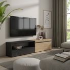 Mueble TV  Televisión, 200x45x35cm, Roble y negro