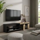 Mueble TV, 200x45x35cm, Roble y negro