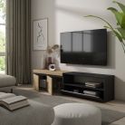 Mueble TV  Televisión, 200x45x35cm, Roble y negro