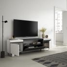 Mueble TV | Televisión, 200x57x35cm Blanco y negro , Tall, Industrial