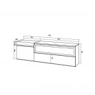 Mueble TV, 150x35x45, Cemento, Chimenea eléctrica, Colgado, Suspendido