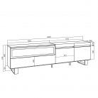 Mueble TV, 200x35x57, Roble, Chimenea eléctrica, Diseño industrial