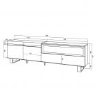 Mueble TV, 200x35x57, Roble, Chimenea eléctrica, Diseño industrial