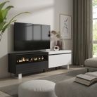 Mueble TV, 200x35x57, Chimenea eléctrica, Diseño industrial