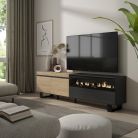 Mueble TV, 200x35x57, Chimenea eléctrica, Diseño industrial