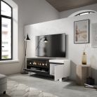 Mueble TV, 150x35x57, Chimenea eléctrica, Diseño industrial