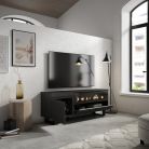 Mueble TV, 150x35x57, Chimenea eléctrica, Diseño industrial