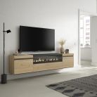 Mueble TV, 200x45x35cm Chimenea eléctrica LED, Colgado, Suspendido