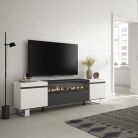 Mueble TV, 200x57x35cm Chimenea eléctrica LED, Tall, Industrial