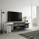 Mueble TV | Televisión, 200x57x35cm Chimenea eléctrica LED, Tall, Industrial