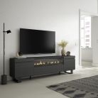 Mueble TV | Televisión, 200x57x35cm Chimenea eléctrica LED, Tall, Industrial