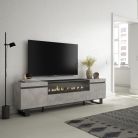 Mueble TV, 200x57x35cm Chimenea eléctrica LED, Tall, Industrial
