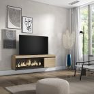 Mueble TV, 158x35x45, Roble, Chimenea eléctrica XXL, Colgado, Suspendido