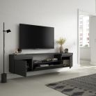 Mueble TV | Televisión, 200x45x35cm Negro, Colgado, Suspendido