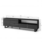 Mueble TV, 200x35x57, Negro, Diseño industrial