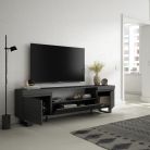 Mueble TV, 200x57x35cm Negro, Tall, Industrial