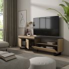 Mueble TV, 200x35x57, Roble y negro, Diseño industrial