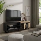 Mueble TV  Televisión, Roble y negro, Diseño industrial