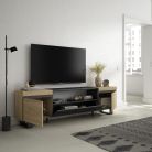 Mueble TV, 200x57x35cm Roble y negro, Tall, Industrial