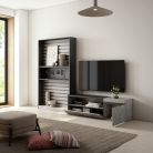 Muebles de Salón para TV, 260x186x35cm, Cemento