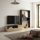 Muebles de Salón para TV, 260x186x35cm, Roble y negro