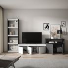 Muebles de Salón para TV, 310x186x35cm, Blanco y negro