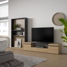 Muebles de Salón para TV, 310x186x35cm, Roble y negro