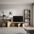 Muebles de Salón para TV, 310x186x35cm, Roble y negro