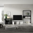 Muebles de Salón para TV, 360x186x35cm, Blanco y negro