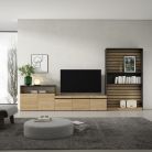 Muebles de Salón para TV, 360x186x35cm, Roble y negro