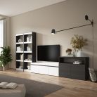 Muebles de Salón para TV, 370x186x35cm, Blanco y negro