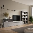 Muebles de Salón para TV, 370x186x35cm, Cemento