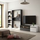 Muebles de Salón para TV, Blanco y negro , Chimenea eléctrica