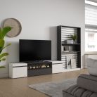 Muebles de Salón para TV, Blanco y negro , Chimenea eléctrica