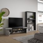 Muebles de Salón para TV, Cemento, Chimenea eléctrica